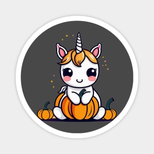Unicorn with halloween pumpkin Magnet